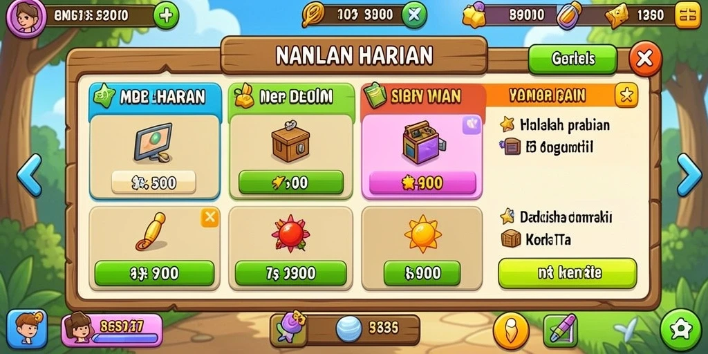 Tampilan karakter yang menarik dan detail.